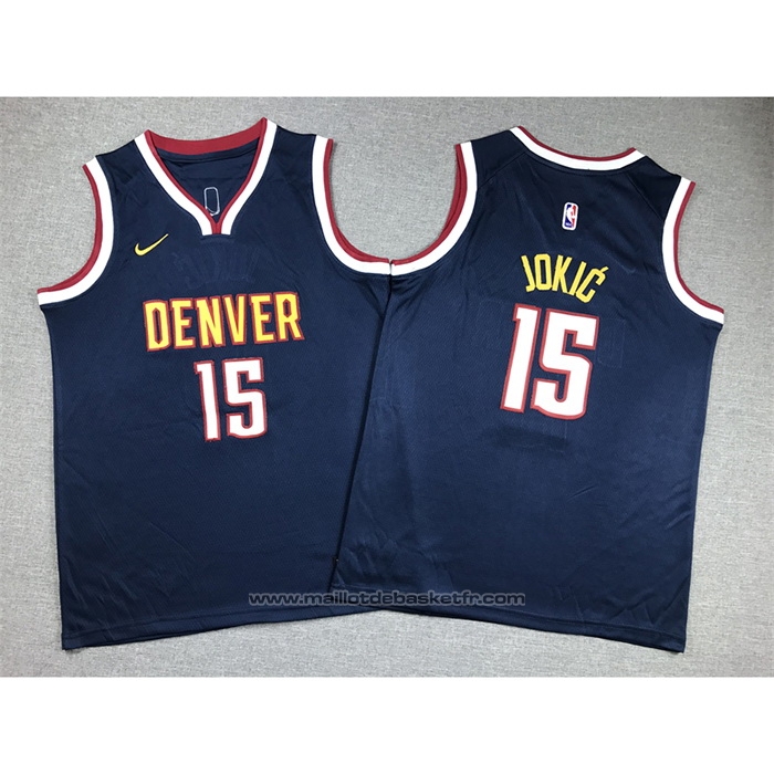 Maillot Enfant Denver Nuggets Nikola Jokic #15 Icon 2020-21 Bleu